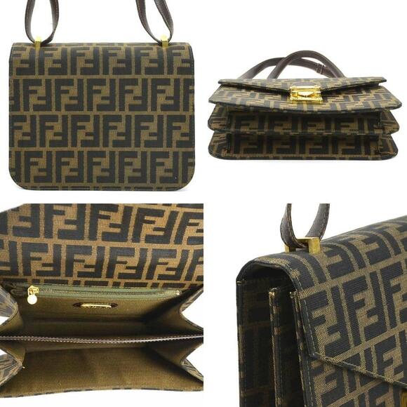 FENDI Brown Leather Zucca Shoulder Bag - Picture 3 of 5